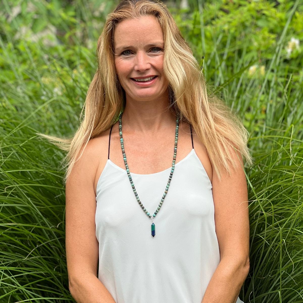 Peaceful Waters Necklace: Chrysocolla and Turquoise with Wrap Bracelet