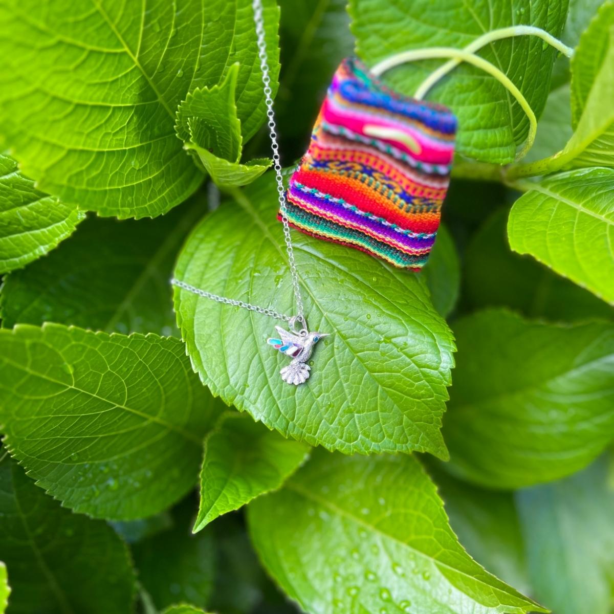 The Lightness of Being Sodalite Sterling Silver Necklace with a Hummingbird