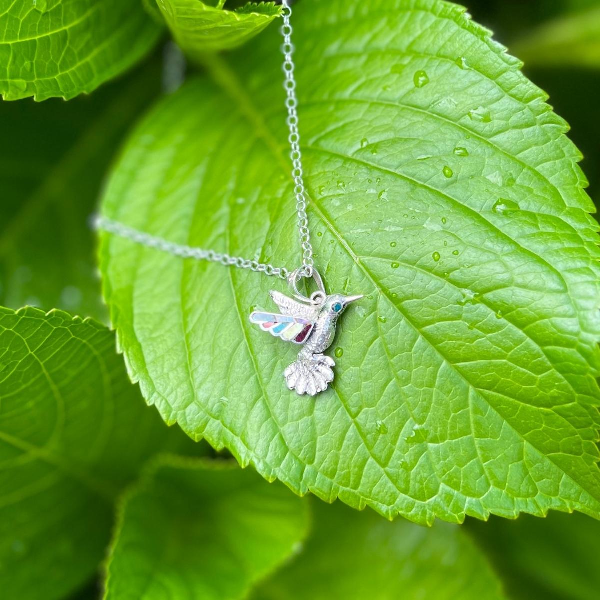 The Lightness of Being Sodalite Sterling Silver Necklace with a Hummingbird