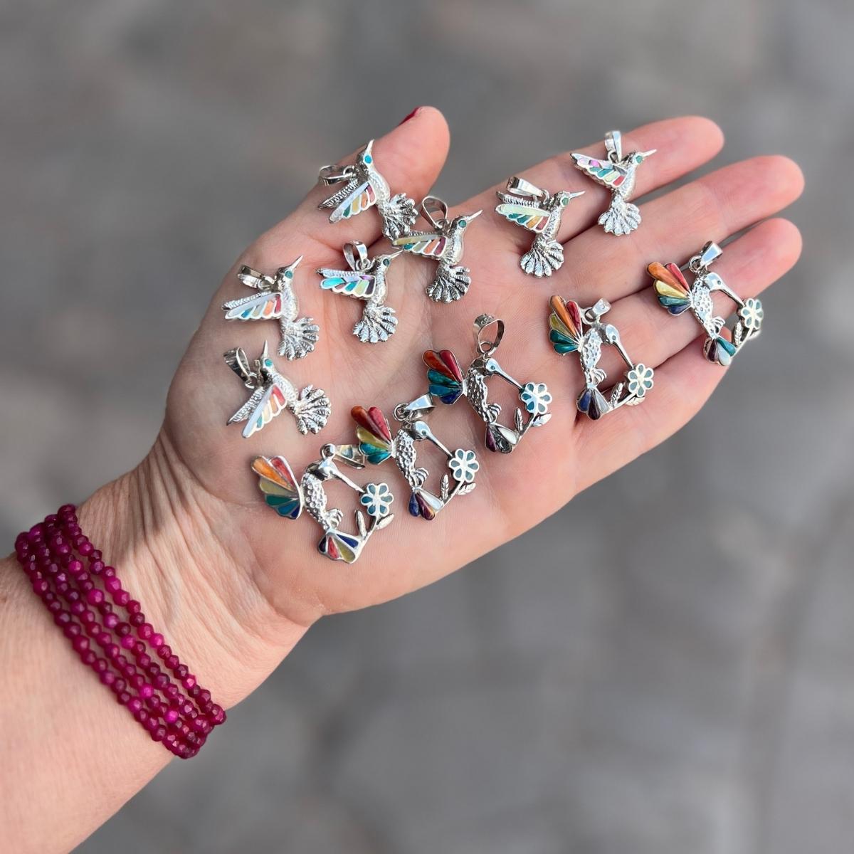 The Lightness of Being Sodalite Sterling Silver Necklace with a Hummingbird