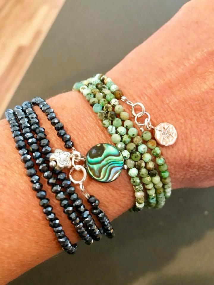 Enjoy the Journey Turquoise Wrap Bracelet with Rose Gold Compass Charm