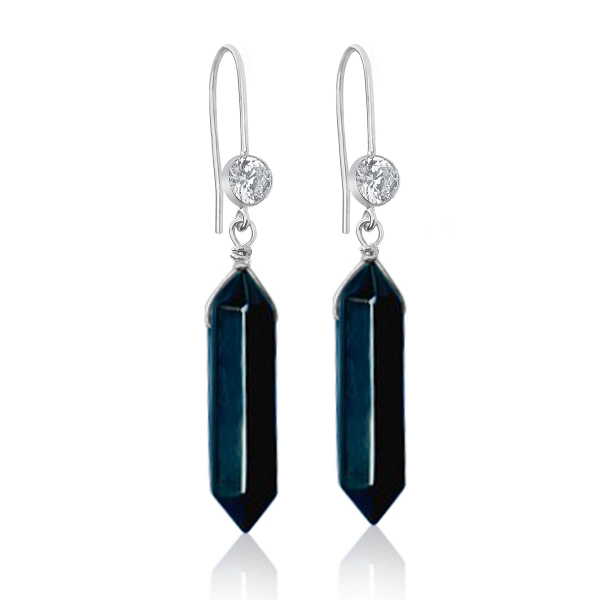 The Obsidian Shield Earrings are a striking pair of earrings that feature two polished Obsidian stones. Obsidian is a naturally occurring volcanic glass that is known for its protective properties. It is believed to shield against negative energy, providing a sense of safety and security.