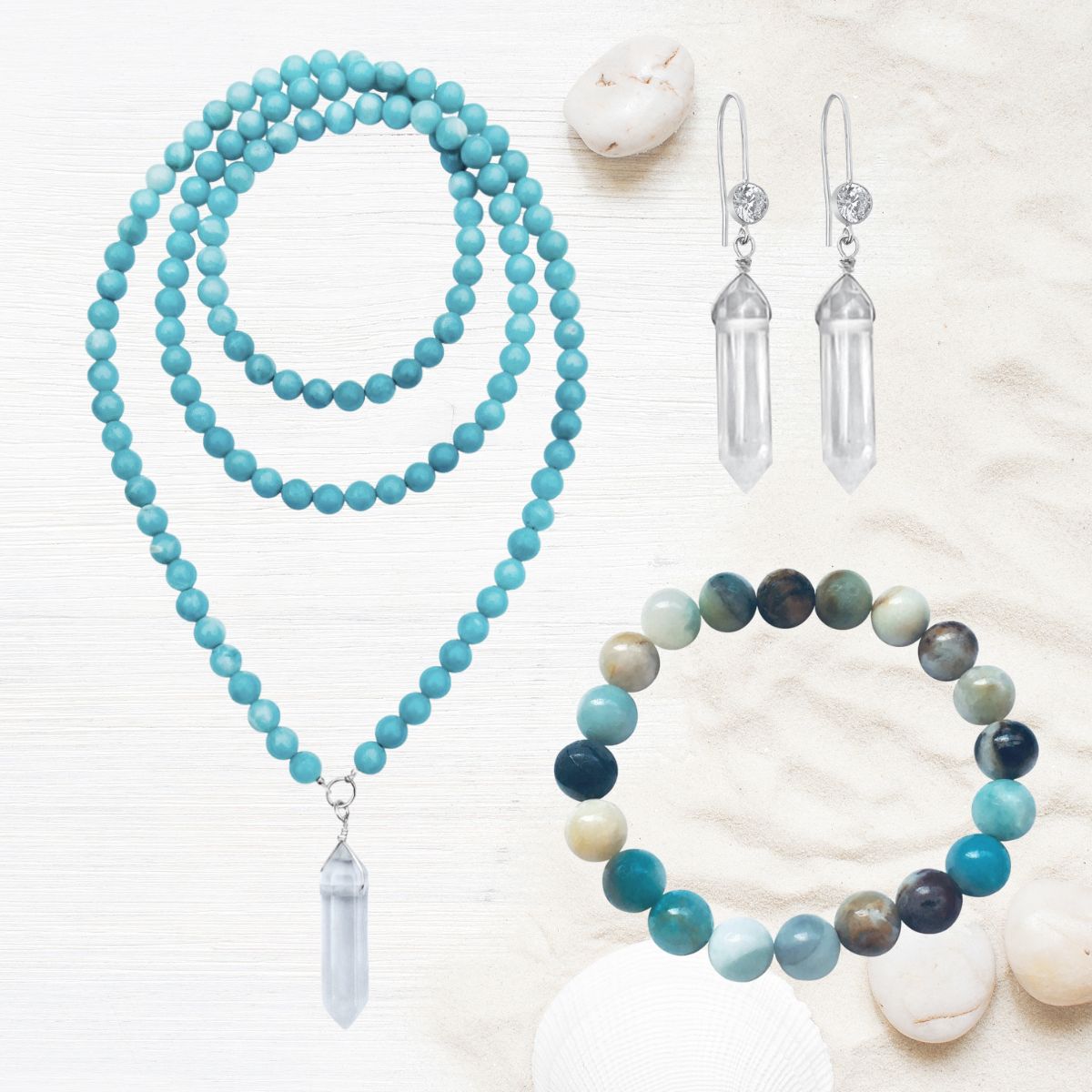 Wearing the Intuition Infusion Amazonite and Crystal Jewelry Set is a beautiful way to show your commitment to your spiritual journey, while also making a fashion statement.