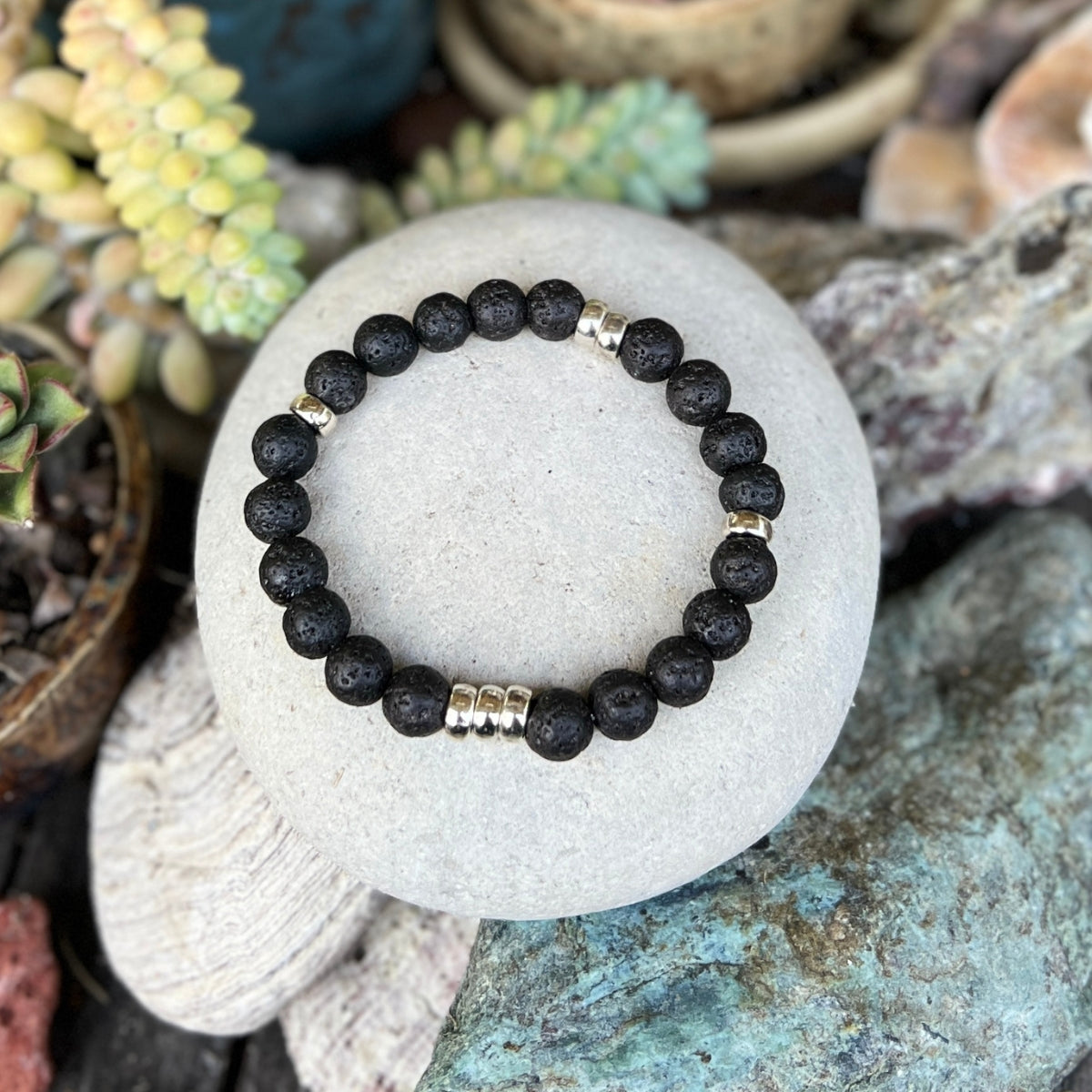 The "Grounded Healing Lava Bracelet" is more than just an accessory; it's a wearable source of tranquility and renewal.