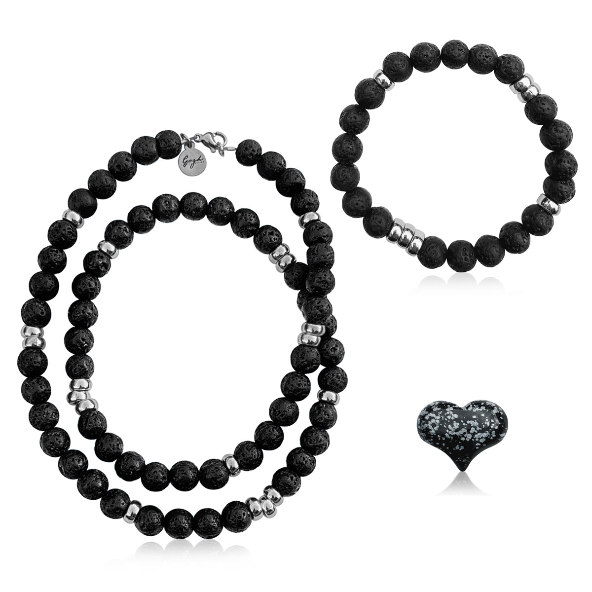 The "Grounded Healing Lava Stone Necklace and Bracelet" is more than just an accessory; it's a wearable source of tranquility and renewal.