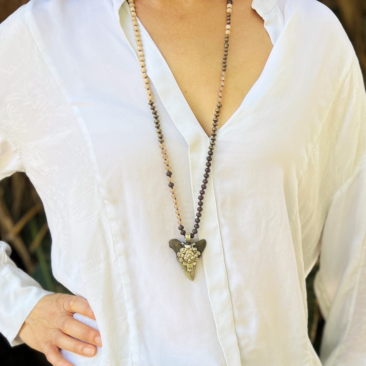 Nautical Nomad: Fossilized Shark Tooth Necklace  - One of a Kind