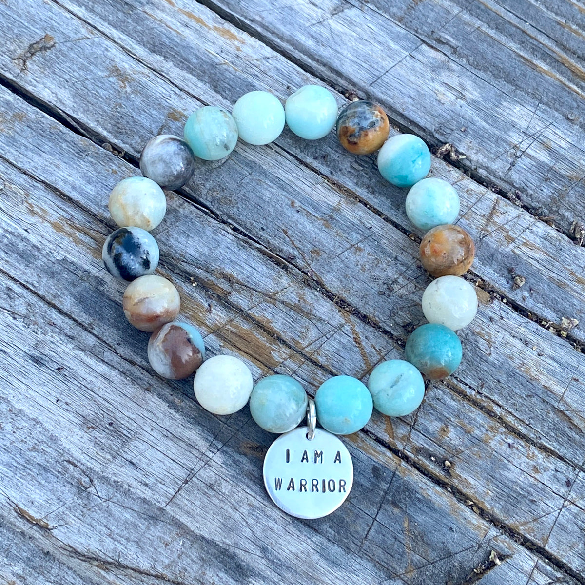 I am a Warrior - Affirmation Bracelet with Amazonite. We all have to fight for something in life.