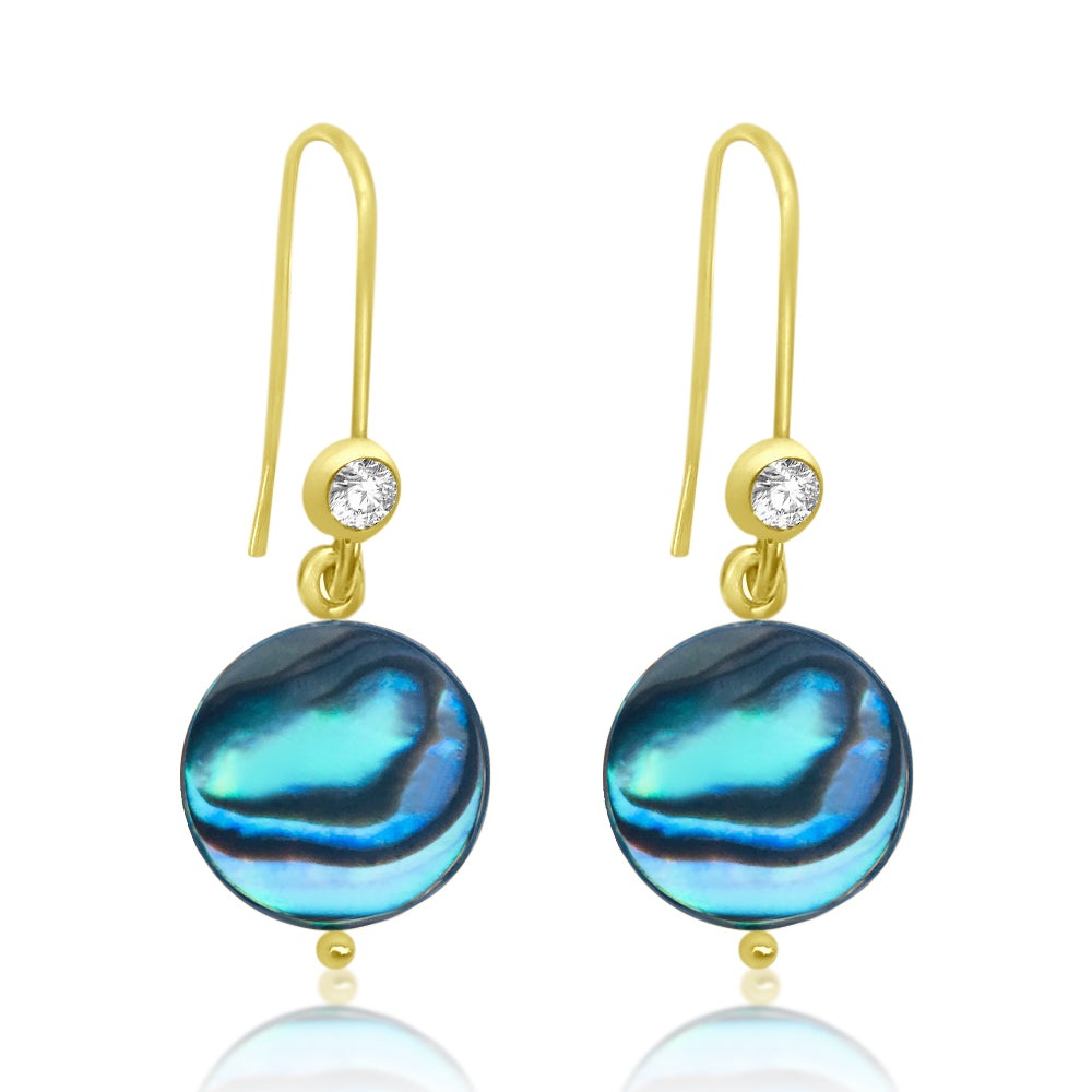 Abalone Gold Earrings. It reminds us of the beauties of the ocean on a sunny day. 