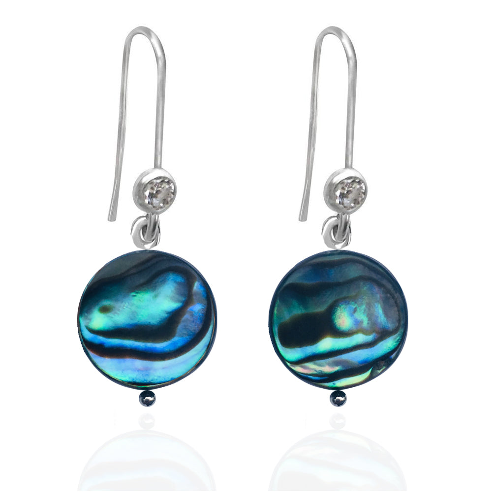 Silver Abalone Shell Earrings from the Pacific Ocean