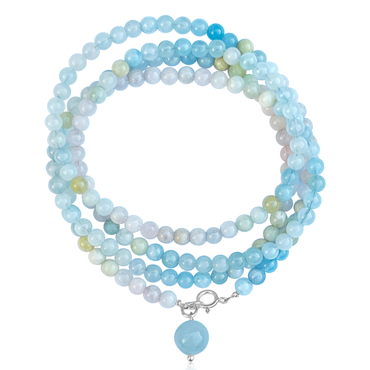 Aquamarine Wrap Bracelet to Help Recharge Your Life Force. Aquamarine evokes the purity of crystalline waters, and the exhilaration and relaxation of the sea. It is calming, soothing, and cleansing, and inspires truth, trust and letting go.