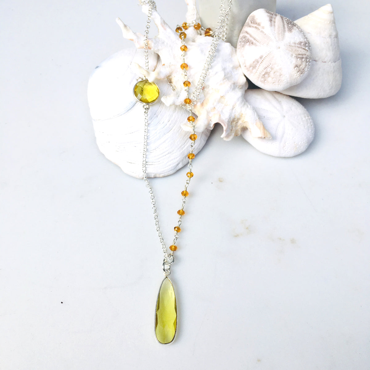 Asymmetrical Citrine Quartz Necklace for Success