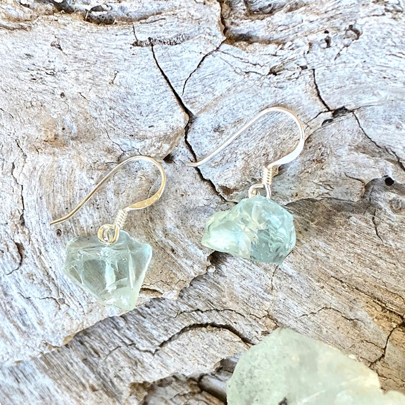 The Age of the Aquarius Earrings with a Rough Blue Crystal Nugget