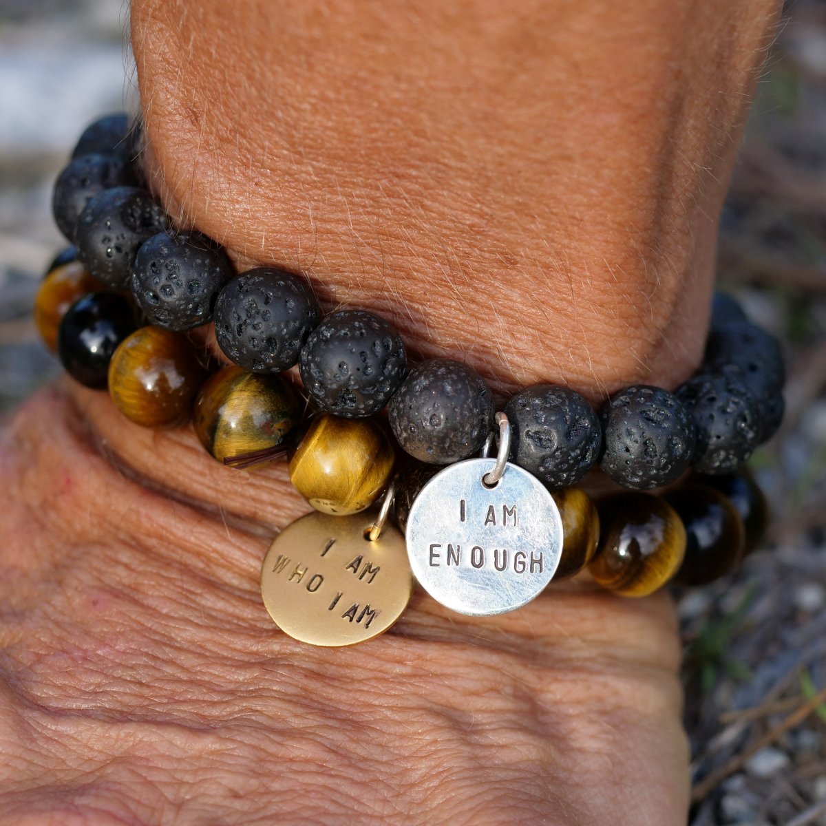 I am who I am - Affirmation Bracelet with Tiger Eye