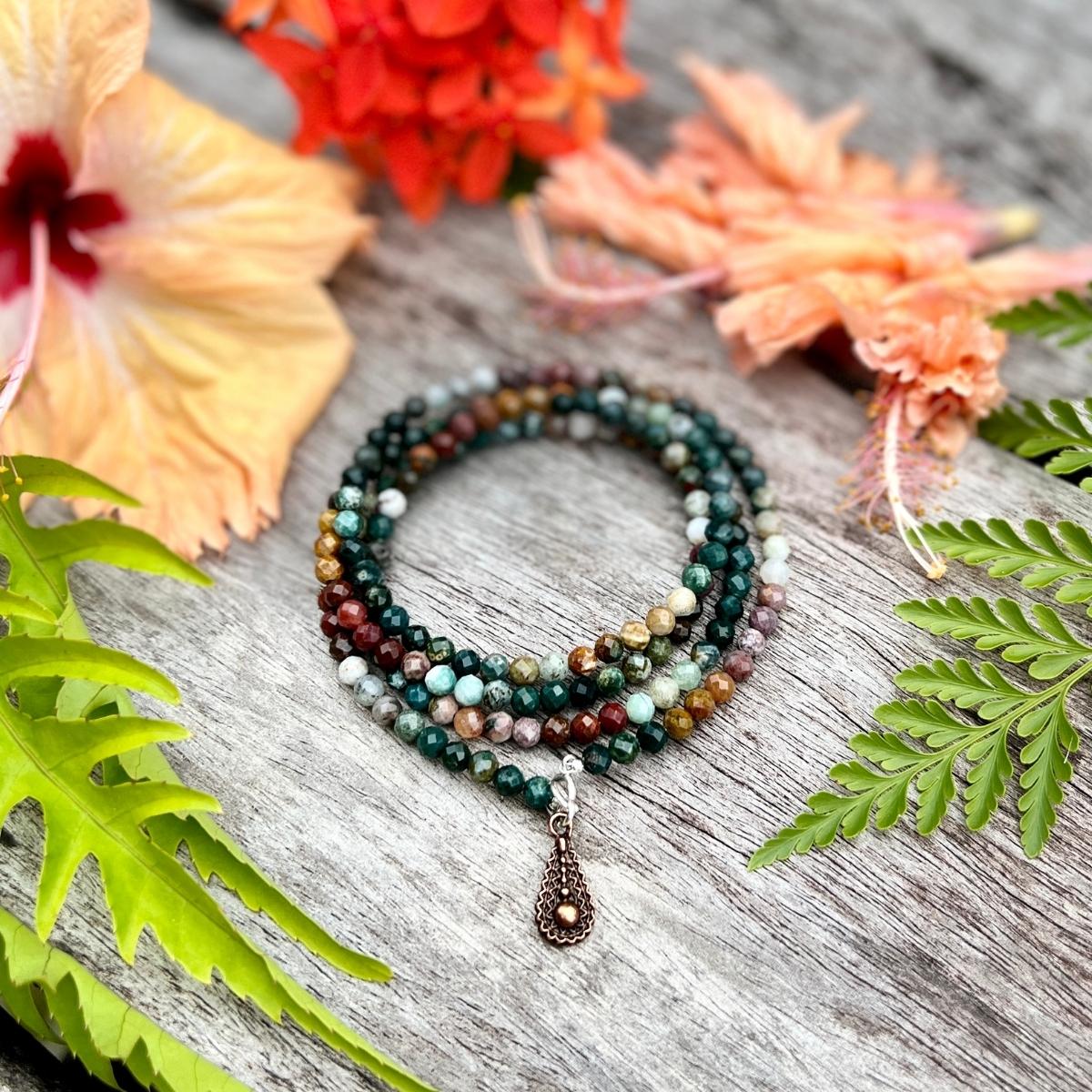 Bloodstone Wrap Bracelet for Courage.  Bloodstone is a stone of courage and wisdom, noble sacrifice, and altruistic character. Bloodstone represents a courageous spirit. Bloodstone boosts the innate healing power inside you by quieting a preoccupied mind and refocusing your energy on repair and renewal.