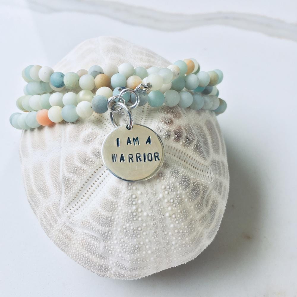 I am a Warrior - Affirmation Wrap Bracelet with Amazonite 