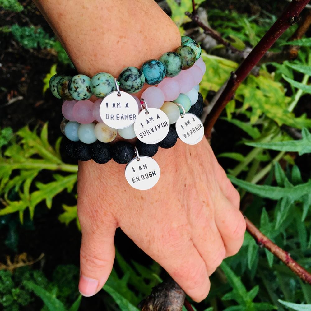 Affirmation Bracelet Combo: I am a Survivor, I am a Warrior, I am a Dreamer, I am Enough.