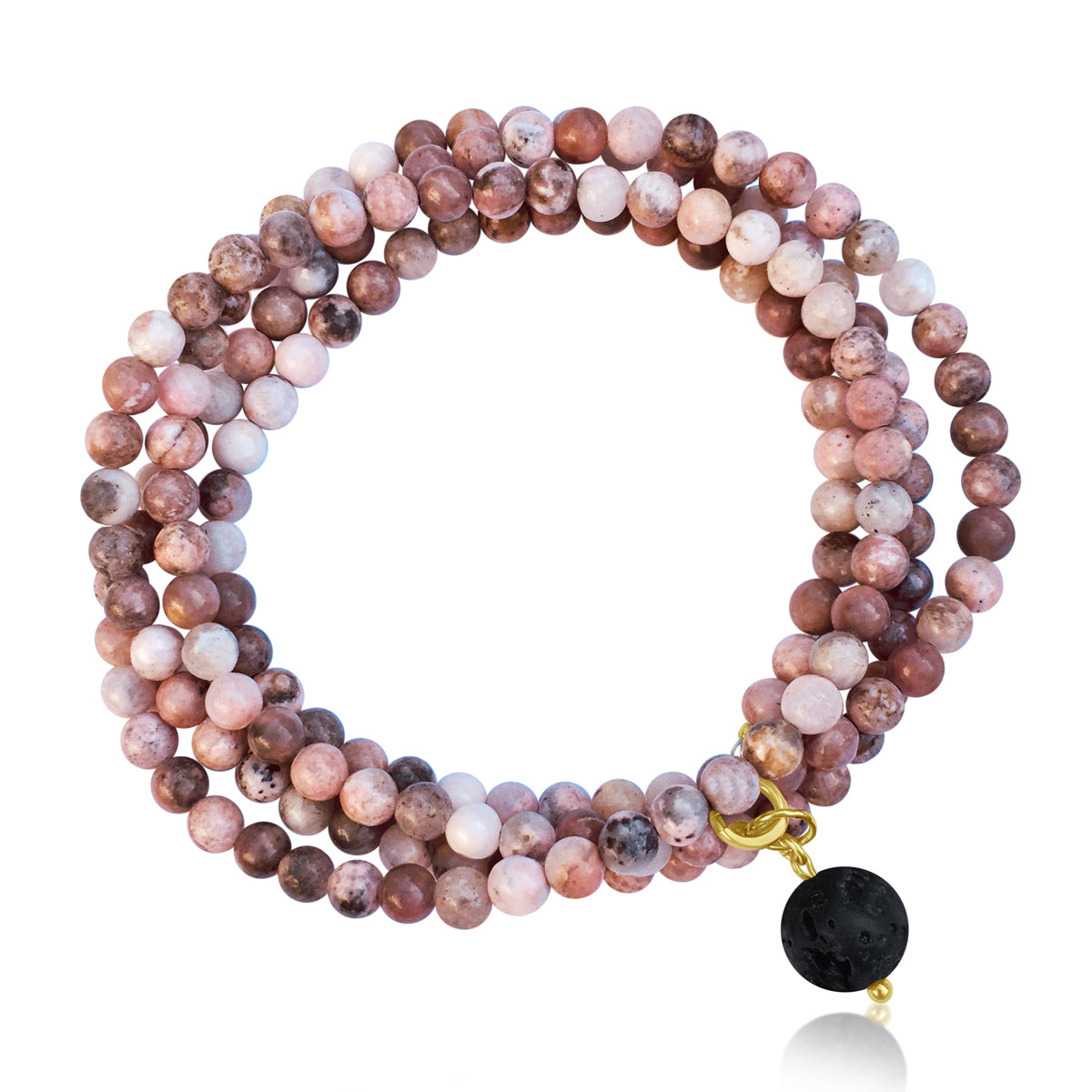 Peach Pink Earth Toned Jasper Wrap Bracelet for Protection