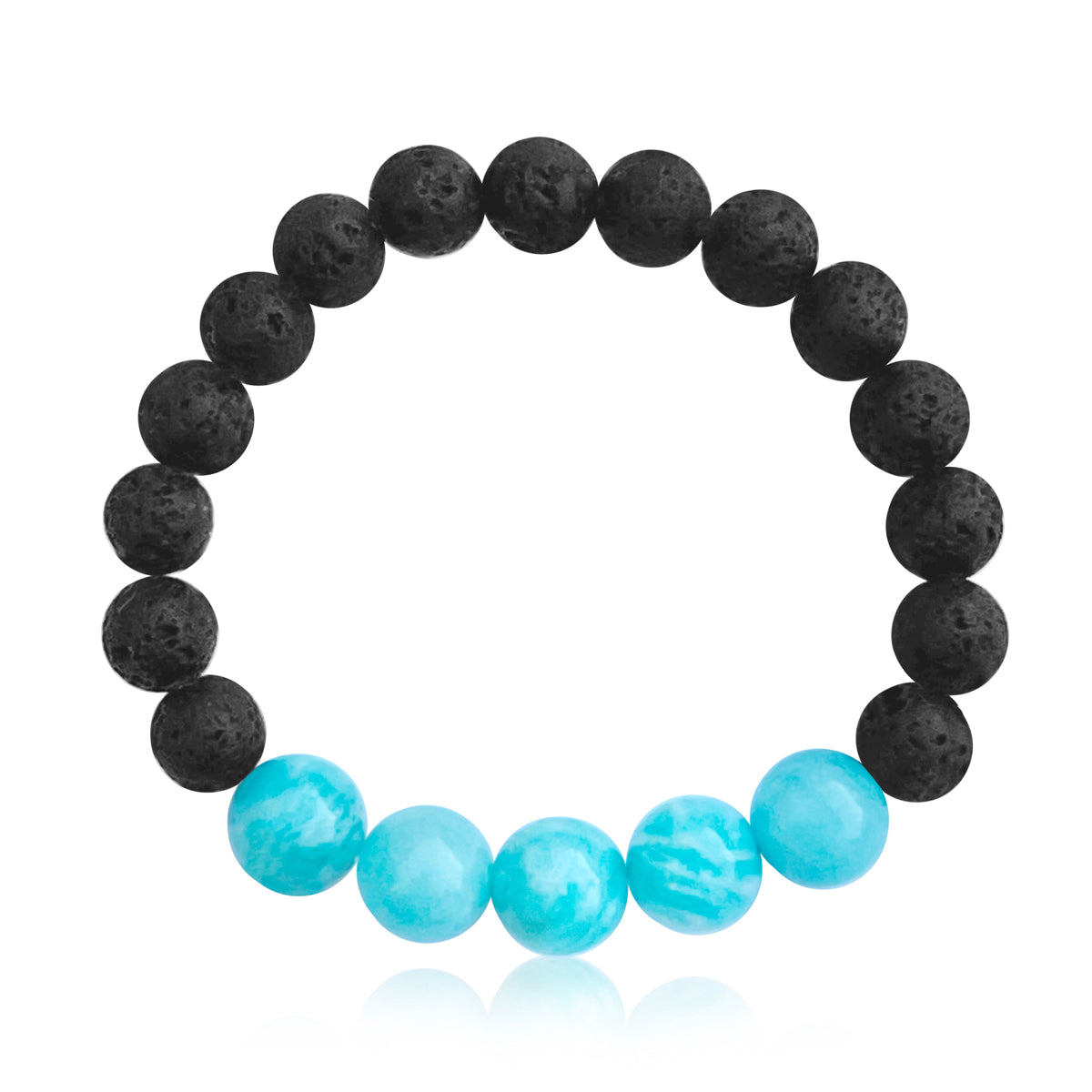 Rebirth Bracelet with Lava Stone and Amazonite. Formed from cooling magma, lava is thought to symbolize rebirth, and aid in releasing emotional baggage. “Each night, when I go to sleep, I die. And the next morning, when I wake up, I am reborn.” ― Mahatma Gandhi