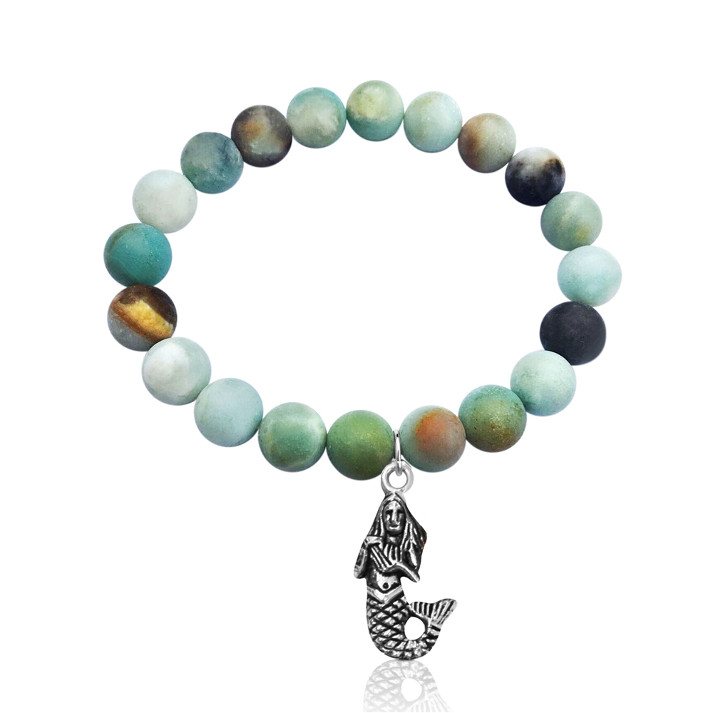 Amazonite Bracelet with a Mermaid Charm