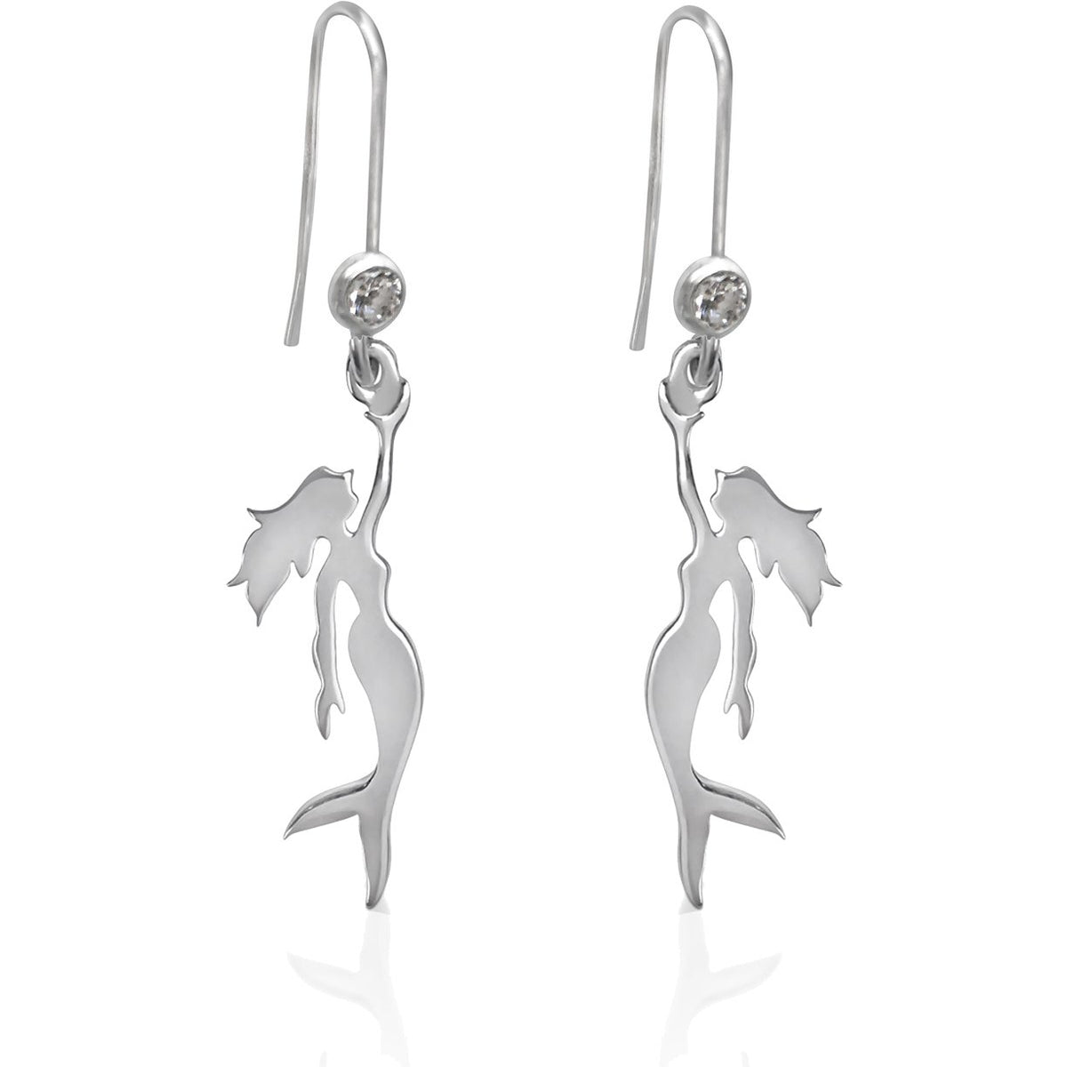 Sterling Silver Miss Scuba Mermaid Earring with Sparkly Crystal