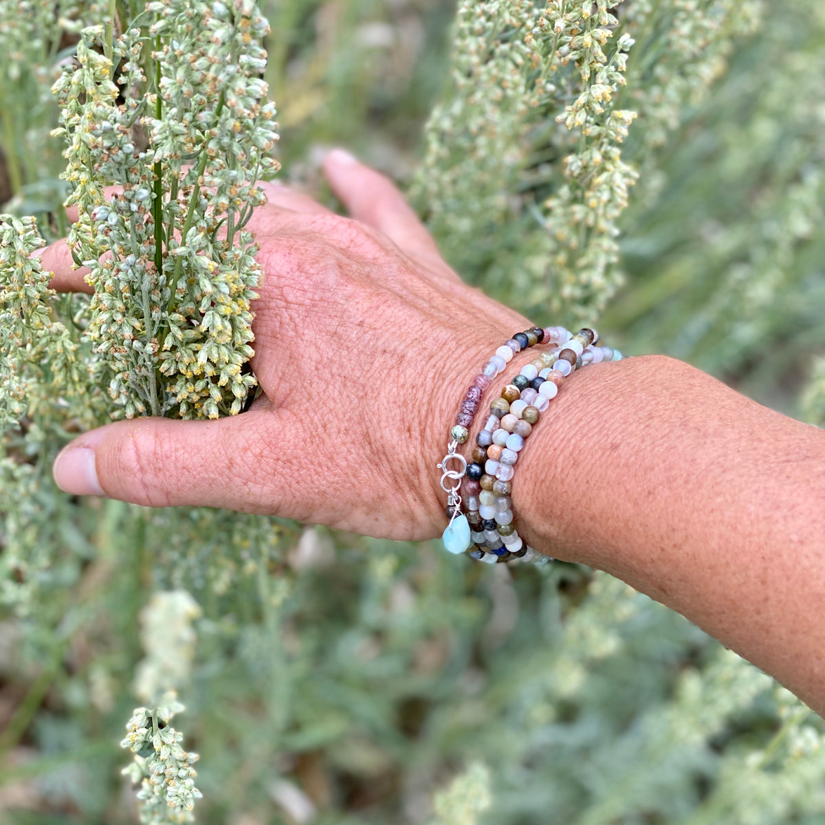 Mindfulness Wrap Bracelet with a Mix of Semi-Precious Chakra Healing Stones 