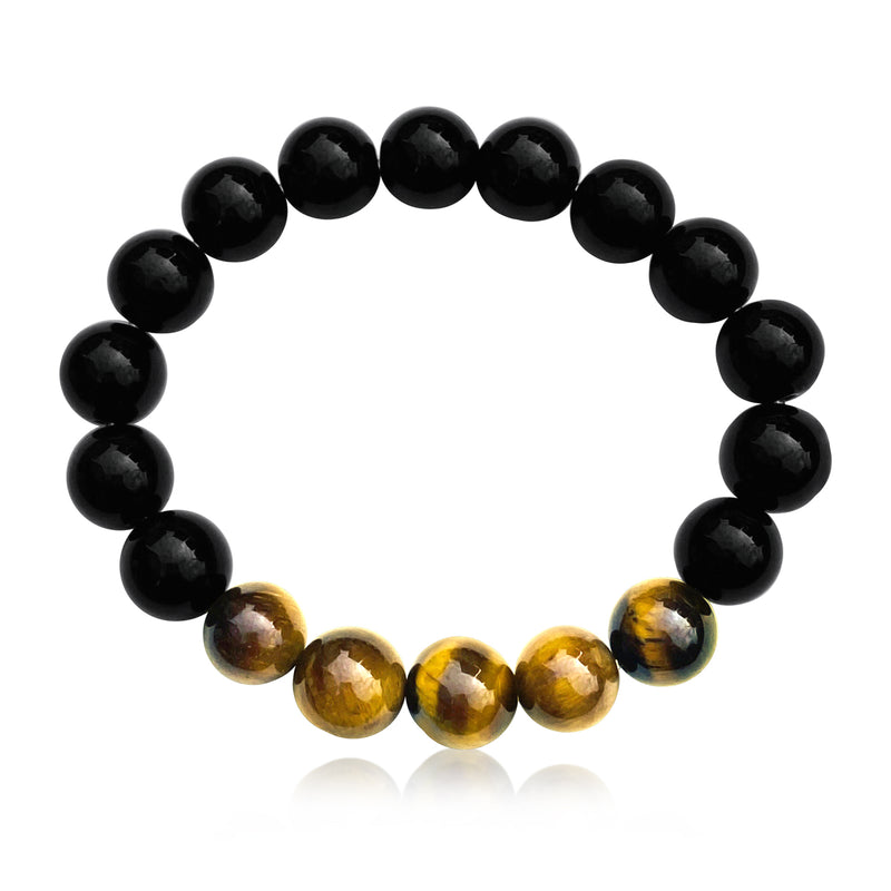 Unisex Black Onyx and Tiger Eye Bracelet to Help You Feel Grounded and Rooted