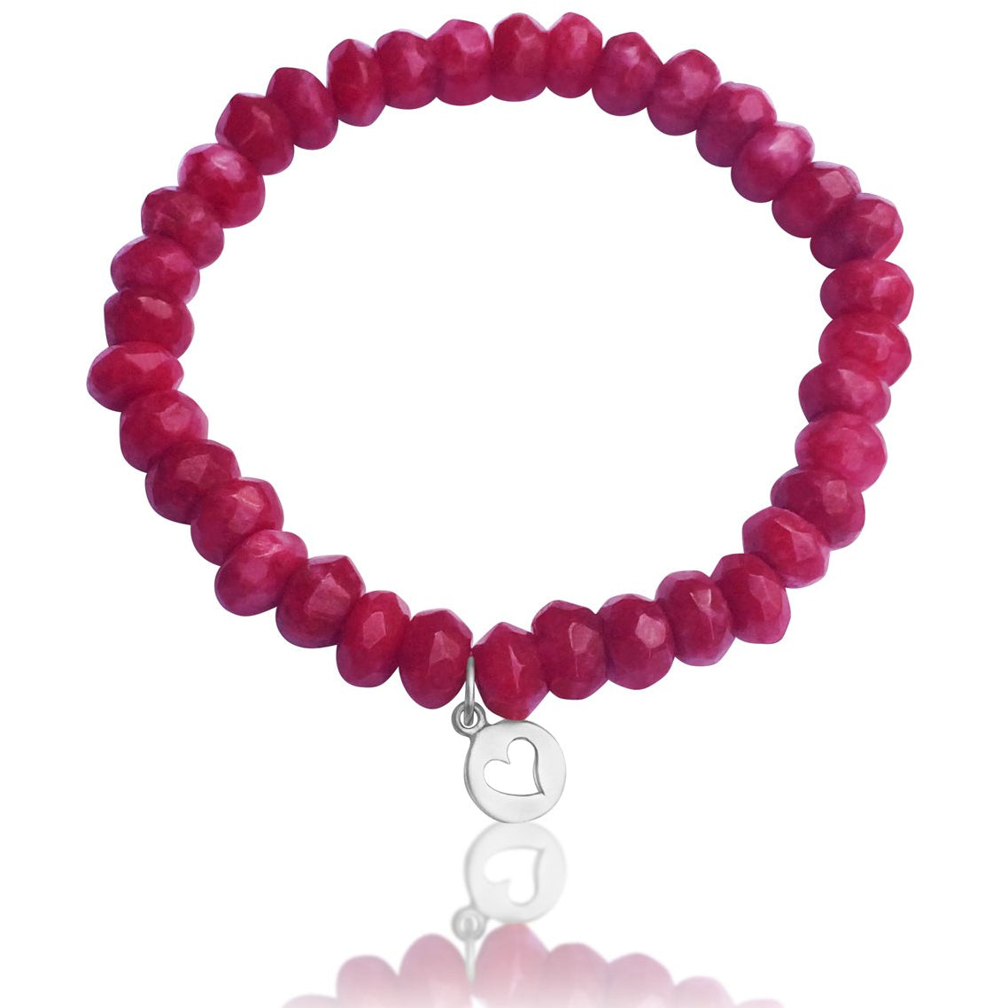 Sterling Silver Heart Charm on a Pink Agate Bracelet to Harmonize Your Life