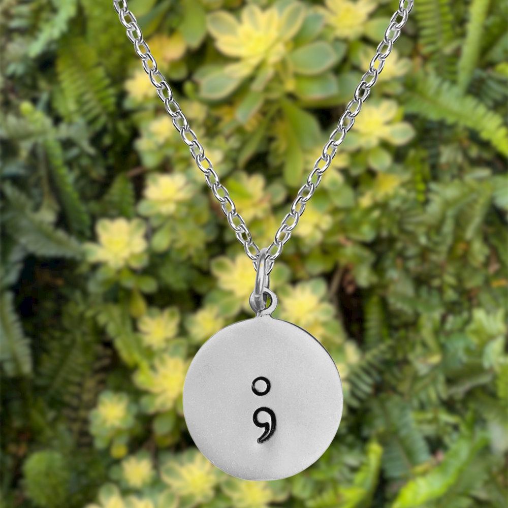 Sterling Silver My Story isn't over Semicolon Necklace