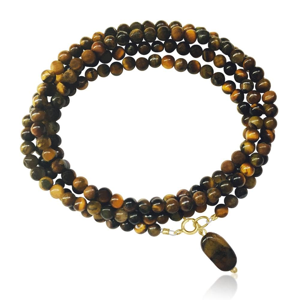 Tiger Eye Wrap Bracelet for Grounding Mindfulness Yoga Accessory