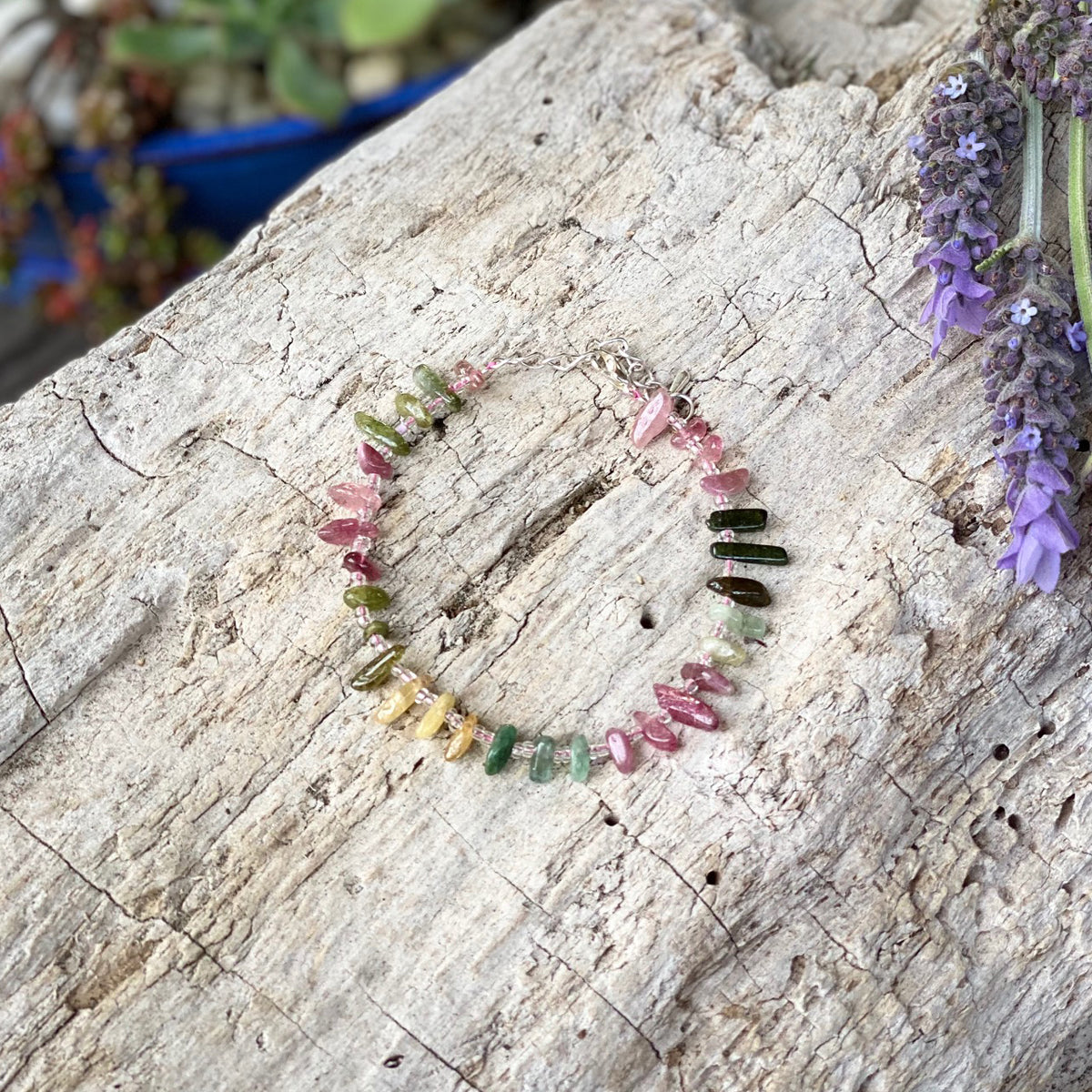 Emotional Healing Rainbow Chakra Tourmaline Bracelet for Self Love