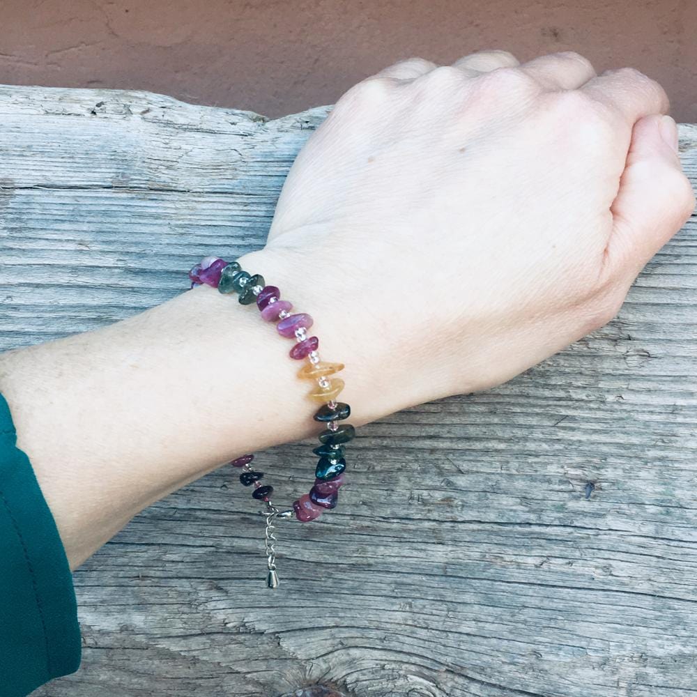 Rainbow Chakra Tourmaline Bracelet for Self Love.