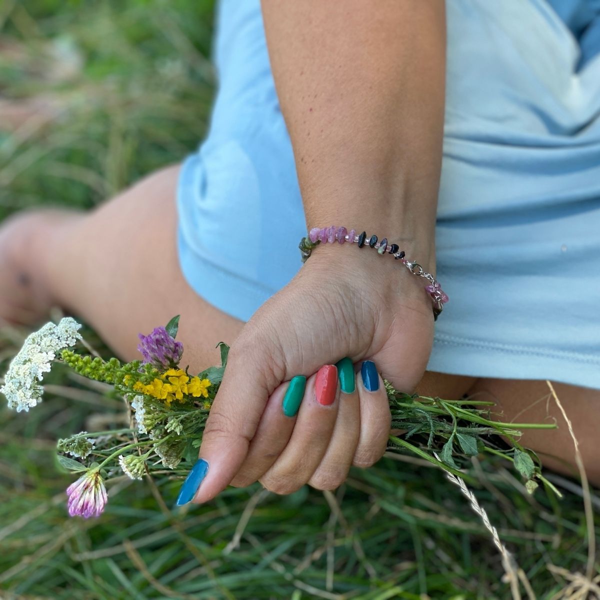 Emotional Healing Rainbow Chakra Tourmaline Bracelet for Self Love. One size fits all with adjustable clasp for the perfect fit. If you don't love yourself, you can not love others. Self Love, Forgiveness. Pregnancy Bracelet, Hormone Balance Bracelet. 