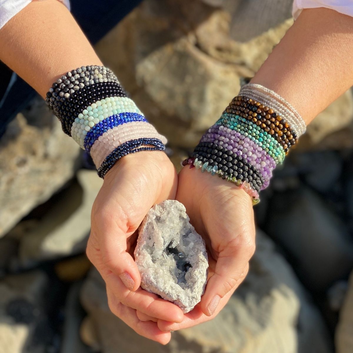 Gogh Jewelry Design's sterling silver wrap bracelets are simple, elegant bracelets with uplifting messages and healing gemstones,
