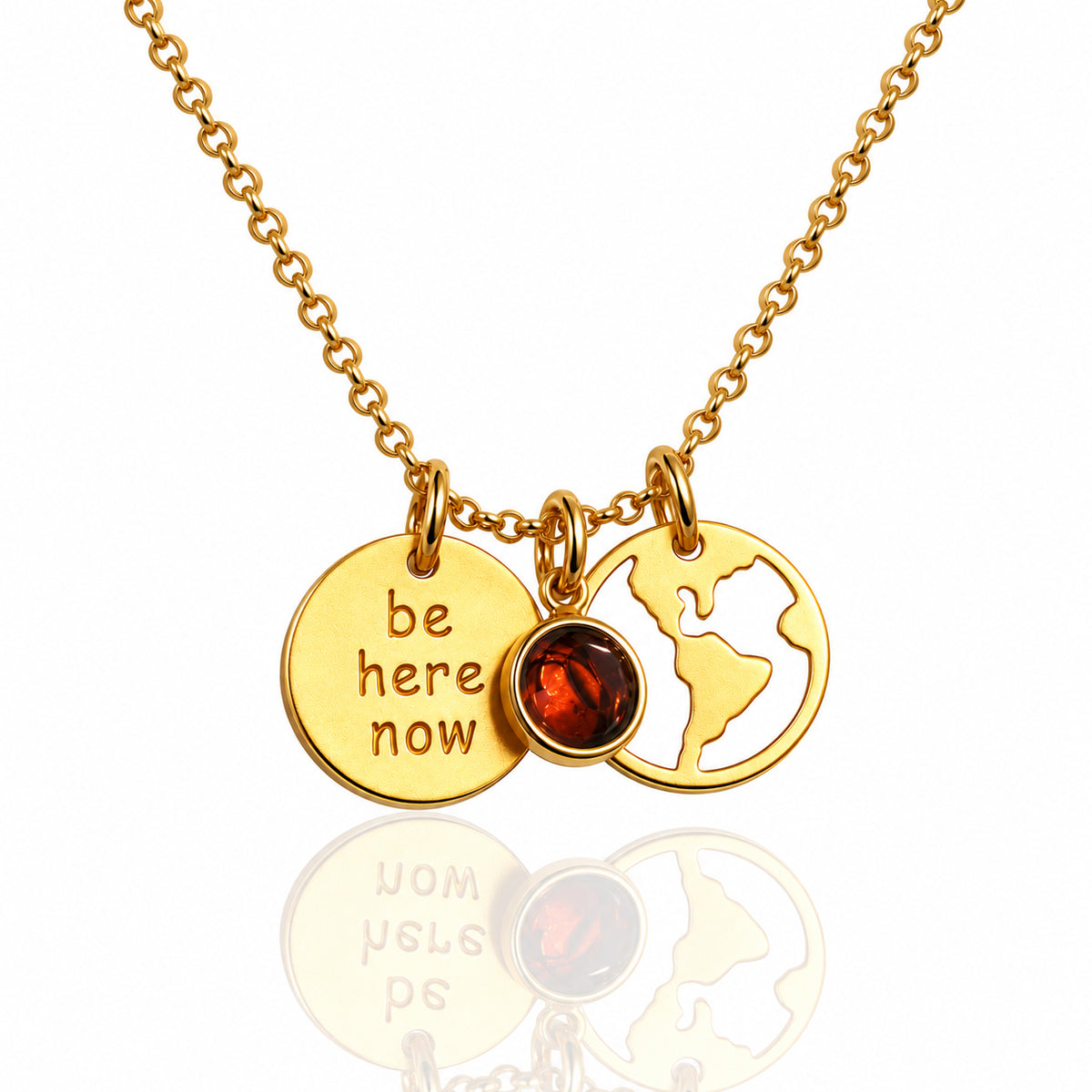 Motivational "Be Here Now" Traveler Necklace with Swarovski Crystal