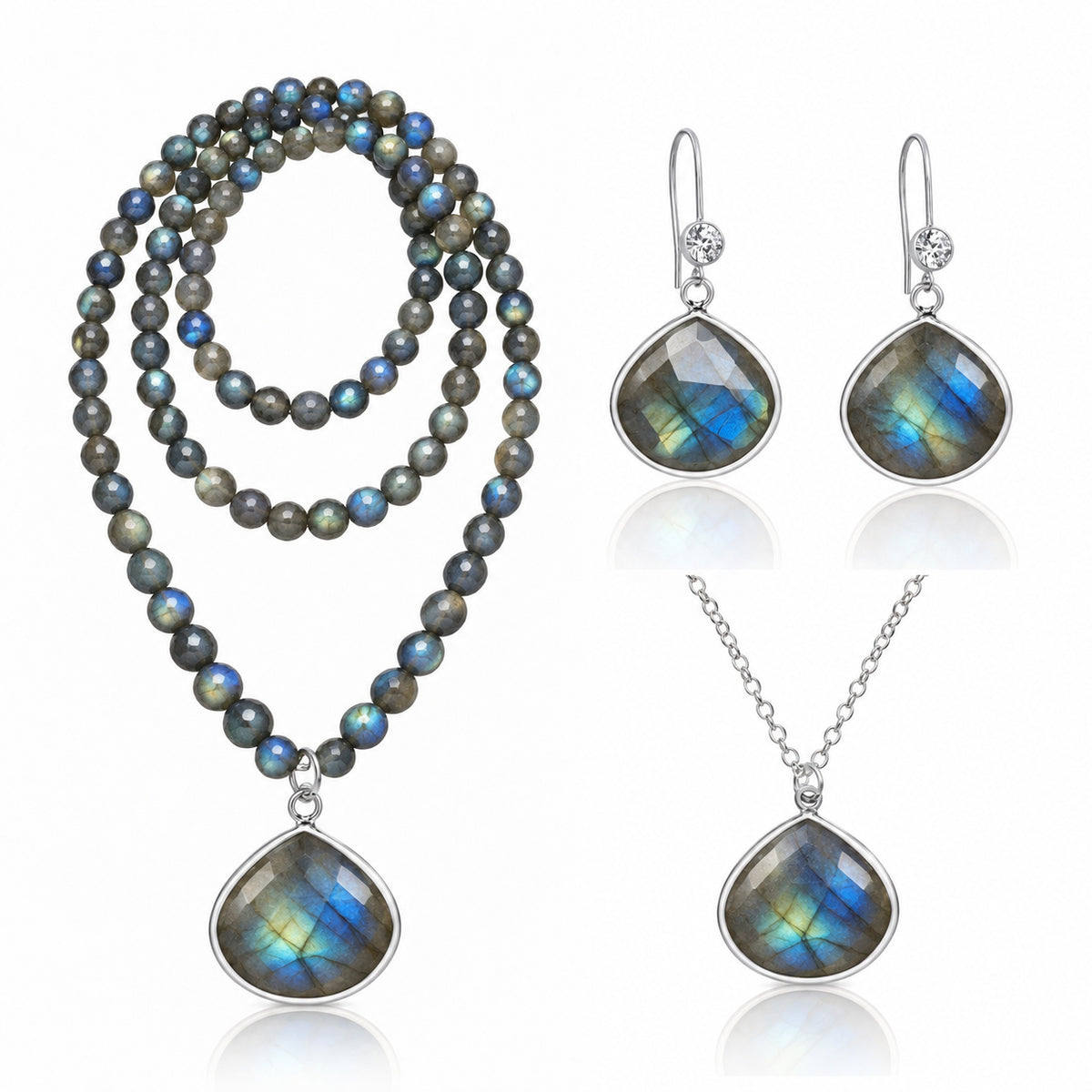 Positivity Magnet: Labradorite Jewelry Set (Silver)
