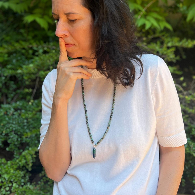 Peaceful Waters Necklace: Chrysocolla and Turquoise with Wrap Bracelet