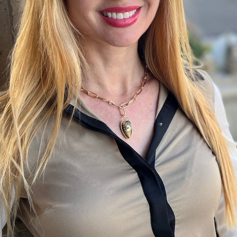 Rebel Heart Necklace — Tiger Eye