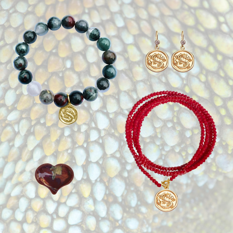 Strength of the Dragon Jewelry Set - Dragons, revered for their strength, wisdom, and courage, embody the essence of resilience and empowerment. In Chinese astrology, 2024 marks the Year of the Dragon, a symbol of good fortune and transformation.