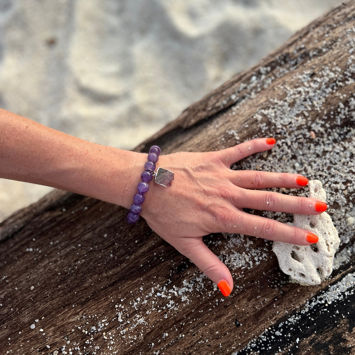 As you wear the Stress-Free Sanctuary Amethyst Bracelet, you'll feel a sense of peace wash over you, creating a sacred space where worries fade away and inner harmony prevails.