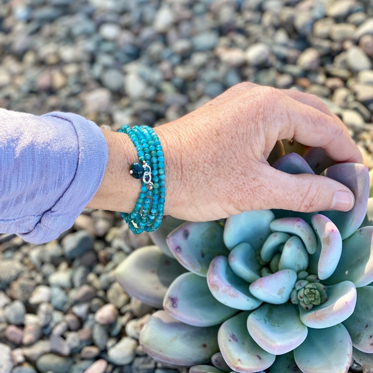 Apatite Wrap Bracelet to increase Self Confidence. Apatite helps you accept yourself as you really are, and to gain greater self confidence.  Apatite Bracelet for Healthy Habits - Best Healing Crystal Bracelet for Eating Disorders. Are you looking for crystals to help with eating disorders? 