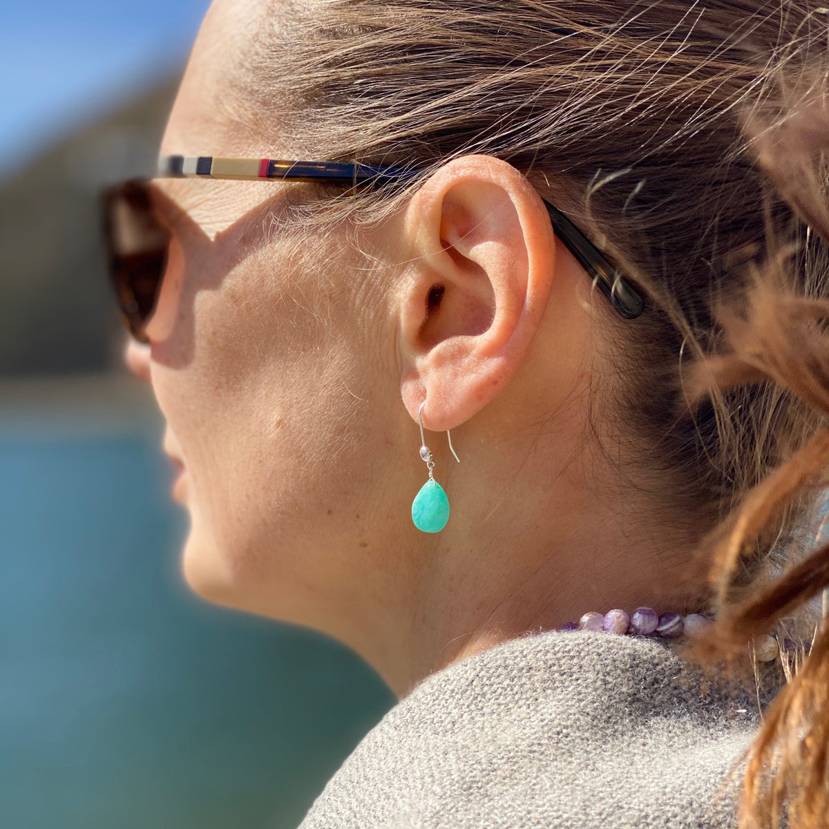 Ocean Blue Aquamarine Earrings for Courage