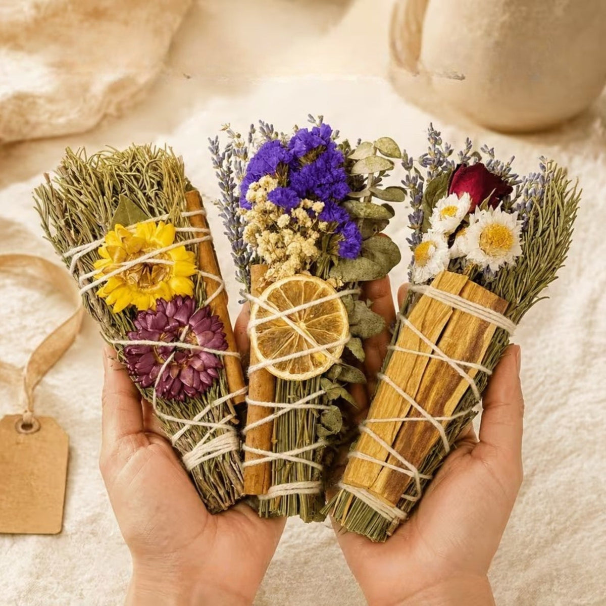 Chakra Cleanse - Sage Bundle with Dried Flowers
