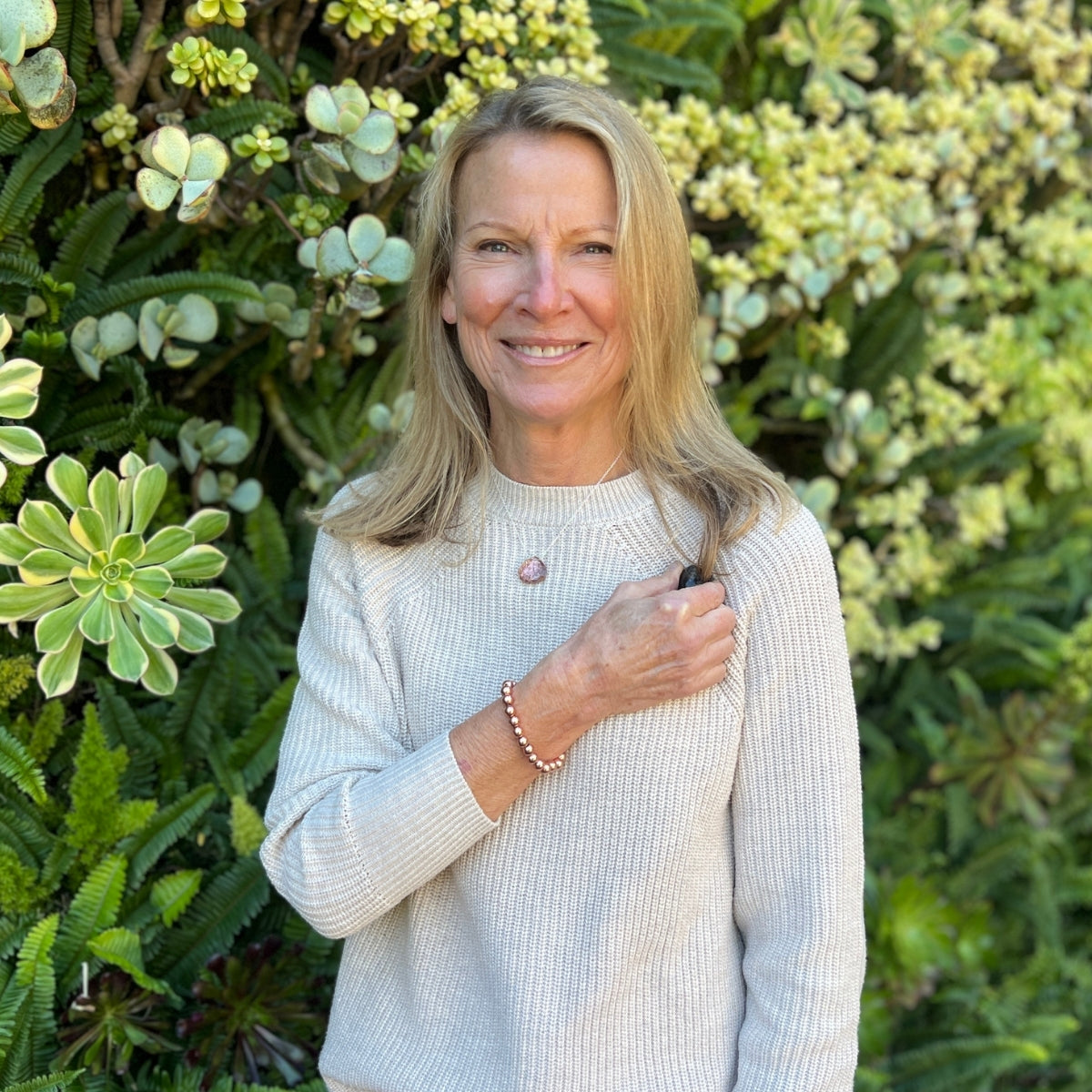 The Soul Tribe Bracelet, adorned with rose gold hematite, serves as a symbolic beacon of support and resilience, uniting wearers in their journey through life's challenges. 