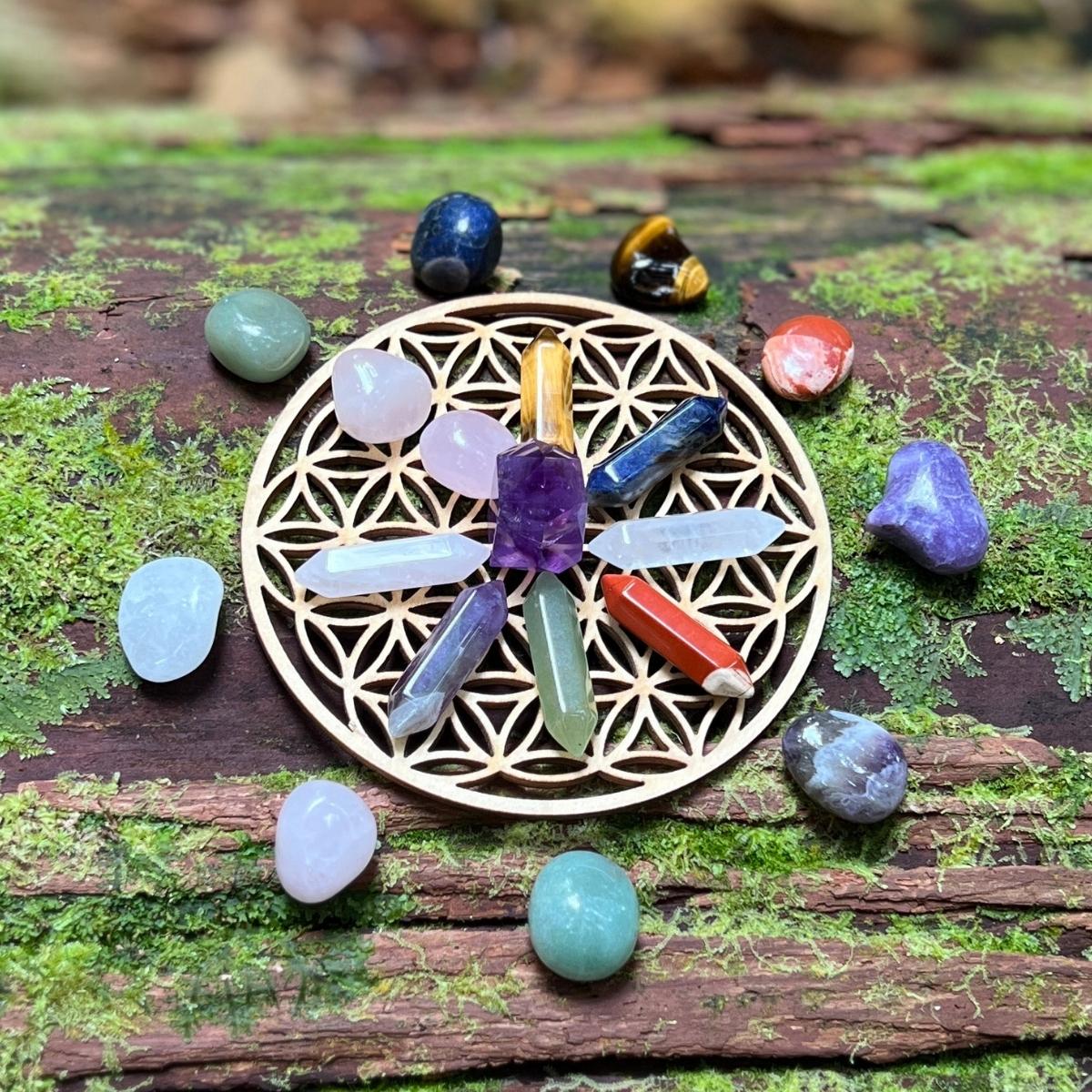 The Flower of Life Crystal Grid is a beautiful and unique piece of hippie-inspired home decor that is perfect for spiritual and mindful living.