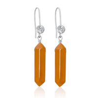 The Orange Blossom Aventurine Earrings are a stunning pair of earrings that feature two polished orange Aventurine stones. Aventurine is a soothing and calming stone that promotes emotional balance, creativity, and abundance. 
