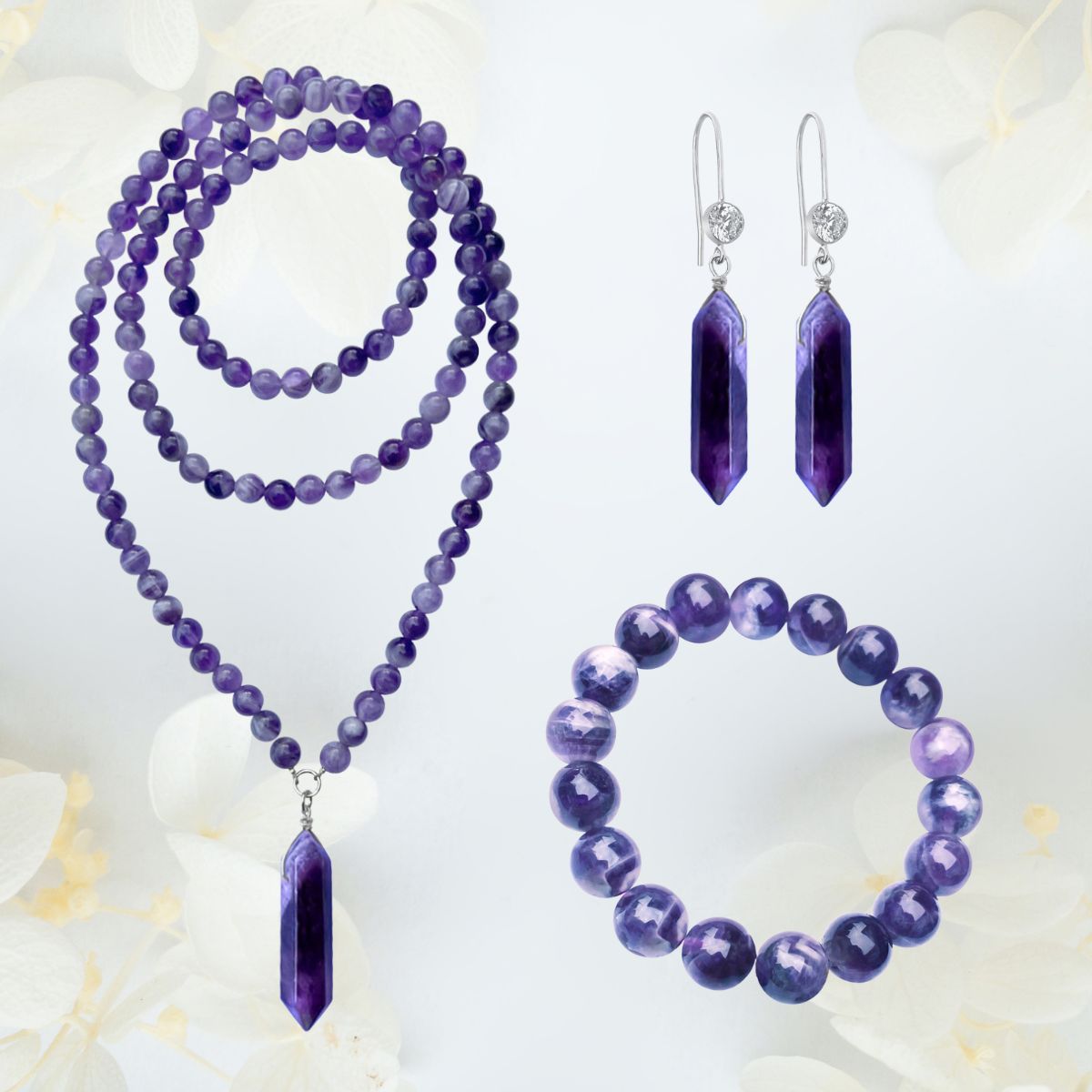 Hope is what keeps us running. Wear this Amethyst Never Lose Hope Jewelry Set to help reduce stress and anxiety in your life.
