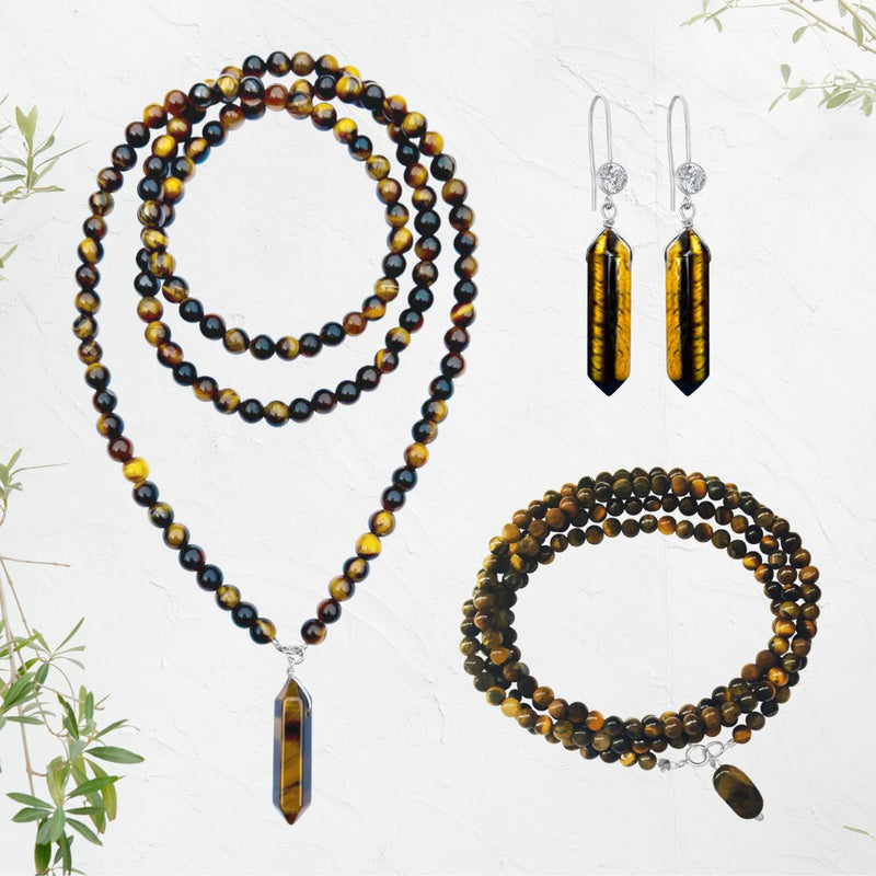 The Empowerment Enhancer Tiger Eye Jewelry Set is made of a gemstone that embody the strength and confidence of the majestic tiger. 