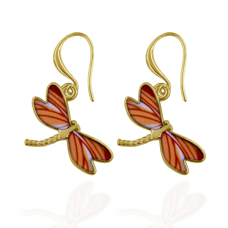 Dragonfly Whispers Earrings - Orange