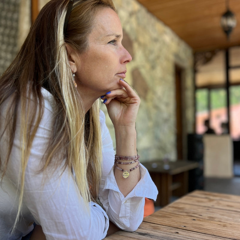 Fxck Cancer – Strawberry Quartz Wrap Bracelet