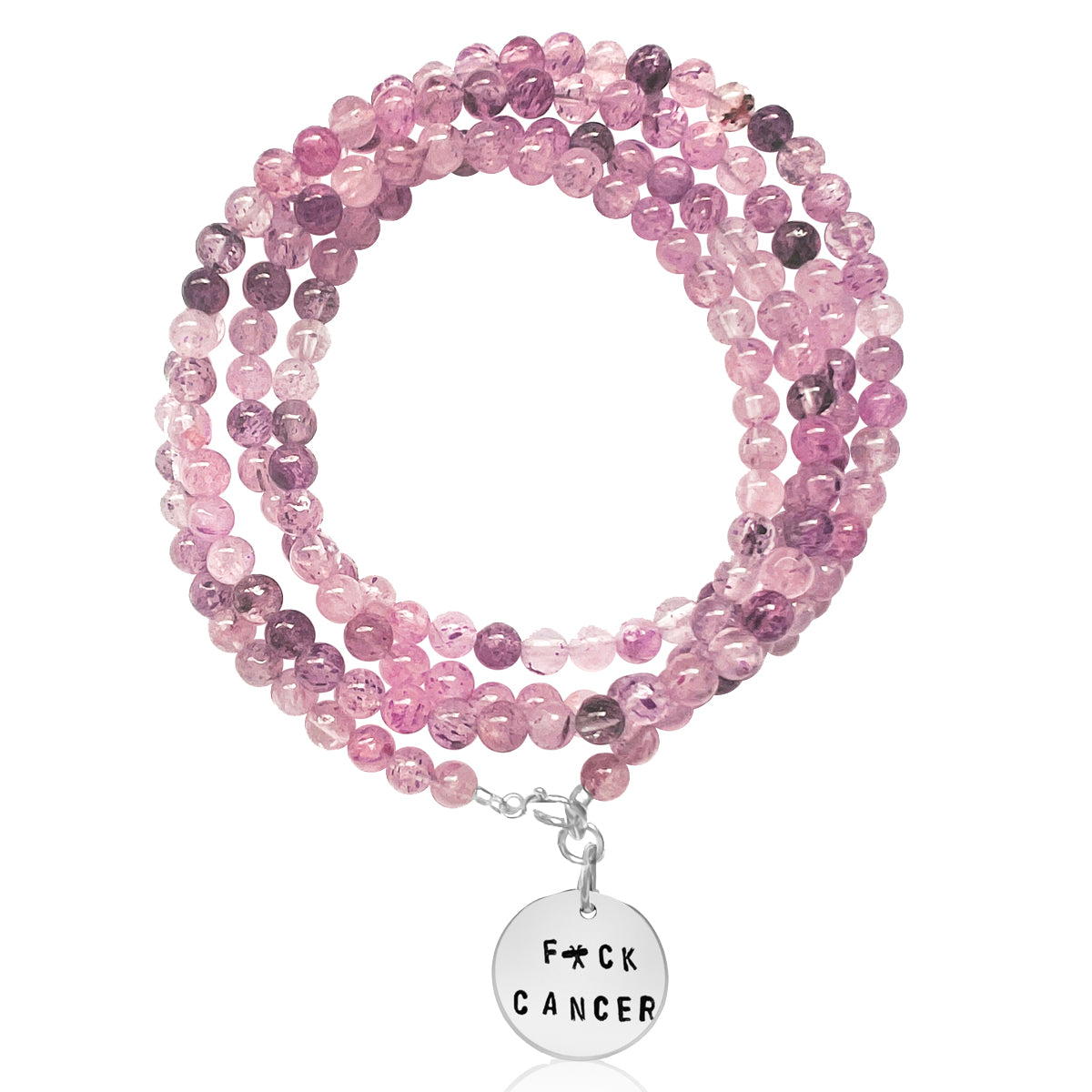 Fxck Cancer – Strawberry Quartz Wrap Bracelet